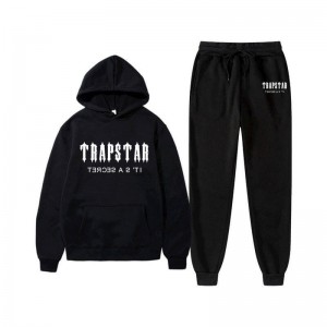 Black Trapstar Chenille Decoded Hooded Men's Tracksuit India | VG53-122