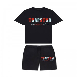 Black Trapstar Chenille Decoded Set Men's Shorts India | QS77-467