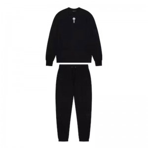 Black Trapstar Crewneck Irongate T Sweatshirt Men's Tracksuit India | AH05-960