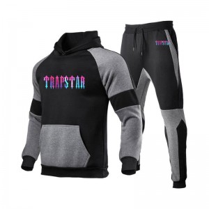 Black Trapstar Fleece Causal Sport Men's Tracksuit India | TR32-110