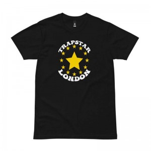 Black Trapstar Fleece Stars London Men's T Shirts India | HH30-290