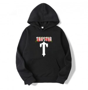 Black Trapstar Flowers Men's Hoodie India | JN69-919