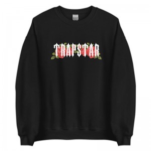 Black Trapstar Flowers Men's Sweatshirts India | TP12-821