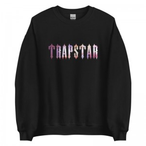 Black Trapstar Funny Galaxy Men's Sweatshirts India | YK12-508