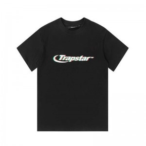 Black Trapstar Ghost Letter Logo Print Men's T Shirts India | NV10-561