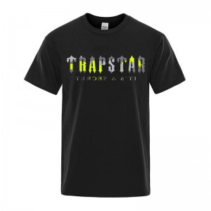 Black Trapstar Its a Secret Dave Men's T Shirts India | LV31-014