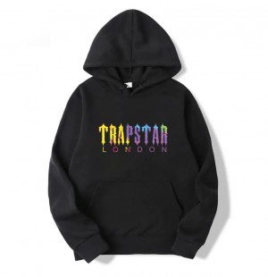 Black Trapstar London Print Men's Hoodie India | NW63-900