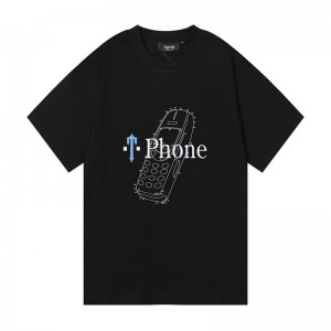 Black Trapstar Paint Splatter Phone Men's T Shirts India | MY95-063