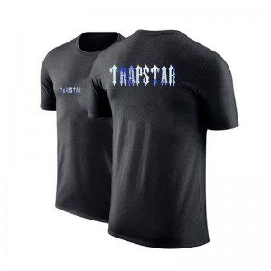 Black Trapstar Shorts Sleeve Round-Neck Men's T Shirts India | TS88-305