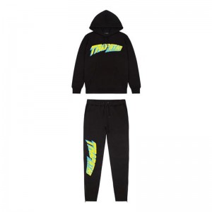 Black Trapstar Speedstar Hooded Men's Tracksuit India | WB22-262