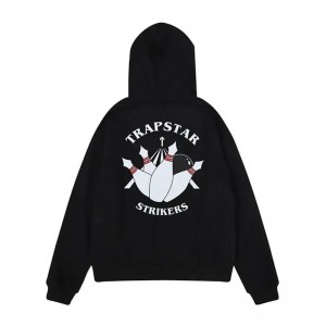 Black Trapstar Streetwear Strikers Men's Hoodie India | HN60-435