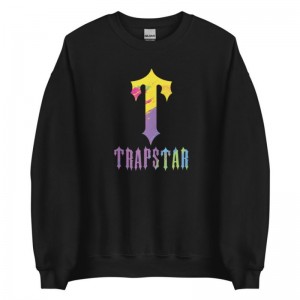 Black Trapstar T-For Print Men's Sweatshirts India | ZW65-846