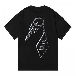 Black Trapstar Trap Star Keys Open Doors Men's T Shirts India | CY15-211