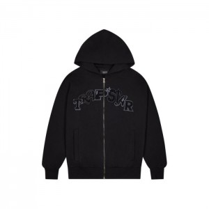 Black Trapstar Wildcard Chenille Zip Hoodie Men's Tracksuit India | XK70-001