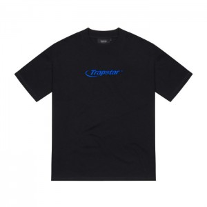 Black / Blue Trapstar Hyperdrive Embroidered Tee Men's T Shirts India | NI87-418