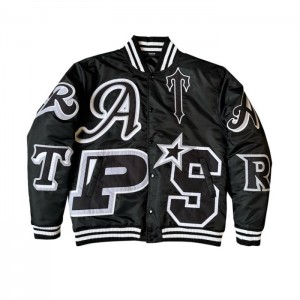 Blackout Edition Trapstar Wildcard Varsity Jacket Men's Outerwear India | IE41-159