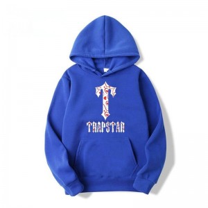 Blue Trapstar Anime T-Flowers Pattern Men's Hoodie India | ZL53-294