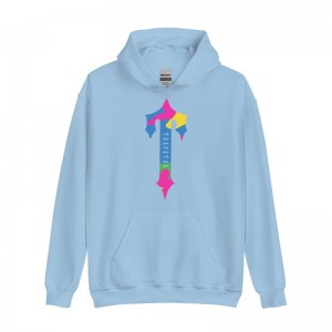 Blue Trapstar Colorful Logo Rainbow Men's Hoodie India | JP58-144