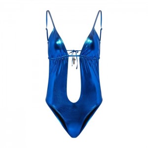 Blue Trapstar Metallic Cutout One Piece Women's Swimsuits India | NO09-095