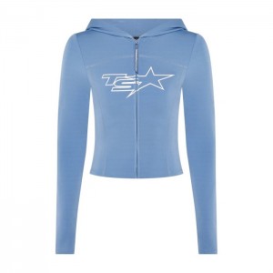 Blue Trapstar TS-Star Zip Women's Top India | PH88-710