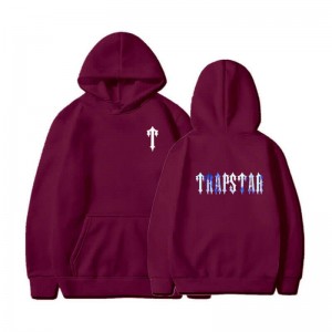 Burgundy Trapstar T Pattern Men's Hoodie India | WH06-803