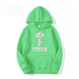 Green Trapstar Anime T-Flowers Pattern Men's Hoodie India | FP36-818