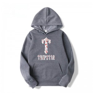 Grey Trapstar Anime T-Flowers Pattern Men's Hoodie India | QQ28-367