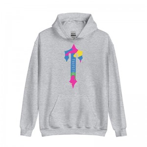 Grey Trapstar Colorful Logo Rainbow Men's Hoodie India | VT74-346