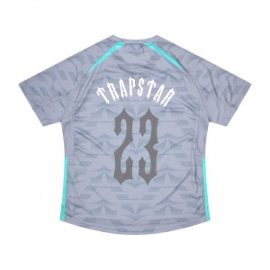 Grey / Blue Trapstar Irongate Football Jersey Men's T Shirts India | NX88-778