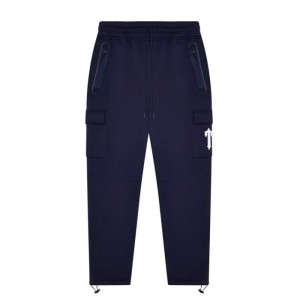 Navy Trapstar Irongate T Trap Fleece Bottoms Men's Pants India | ZU60-273