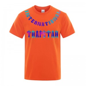 Orange Trapstar 3D Printed Tiger Men's T Shirts India | VM79-966