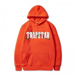 Orange Trapstar Long Sleeve Men's Hoodie India | BF19-575