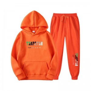 Orange Trapstar Printed Autumn Winter Warm Sportswear Men's Tracksuit India | QH18-115