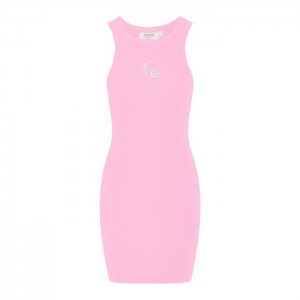 Pink Trapstar Script Racer Women's Dress India | XK18-481