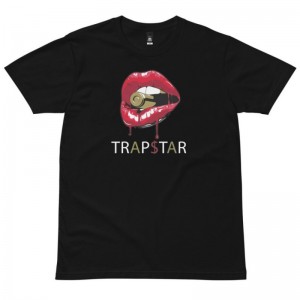 Red Black Trapstar Red Lips Men's T Shirts India | JL79-363