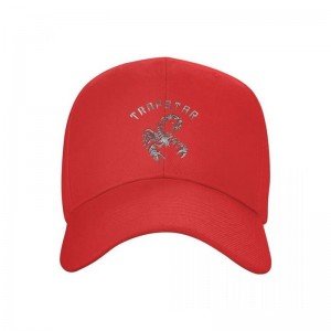 Red Trapstar Baseball black Cap Men's Hats India | RI93-152