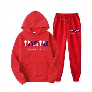 Red Trapstar Chenille Decoded Hooded Men's Tracksuit India | FH23-975