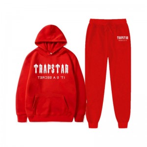 Red Trapstar Chenille Decoded Hooded Men's Tracksuit India | JN64-027