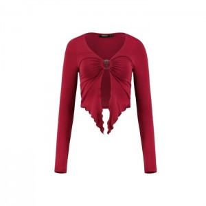 Red Trapstar Long Sleeve Wing Hem Bralette Women's Top India | YV12-323