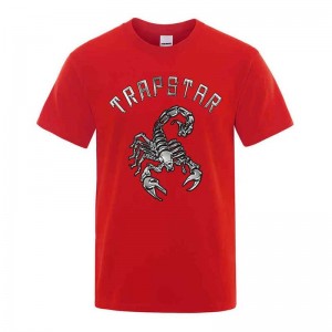 Red Trapstar Spider Printed Graphic Tee Men's T Shirts India | OX41-528