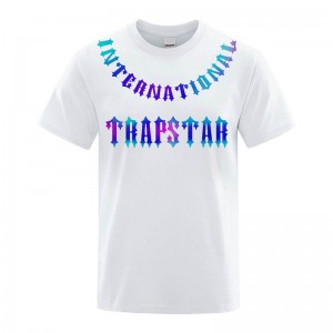 White Trapstar 3D Printed Tiger Men's T Shirts India | MN74-545