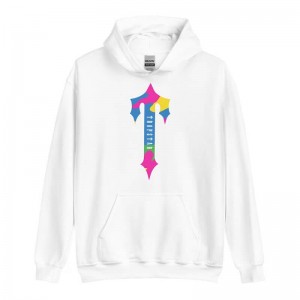 White Trapstar Colorful Logo Rainbow Men's Hoodie India | SH09-617