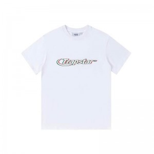 White Trapstar Ghost Letter Logo Print Men's T Shirts India | UQ56-328