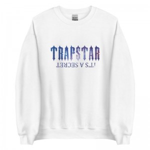 White Trapstar It’s A Secret Funny Shining Galaxy Men's Sweatshirts India | OM57-689