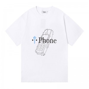 White Trapstar Paint Splatter Phone Men's T Shirts India | TV91-212