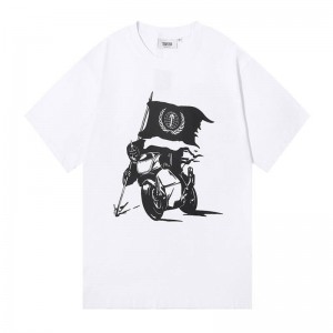 White Trapstar Tiger Bike Rider Flag Men's T Shirts India | US29-060