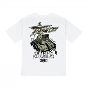 White Trapstar Trap Invasion Tee Men's T Shirts India | TH81-812