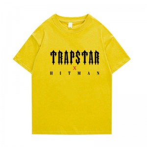 Yellow Trapstar X Hitman Men's T Shirts India | LA06-948