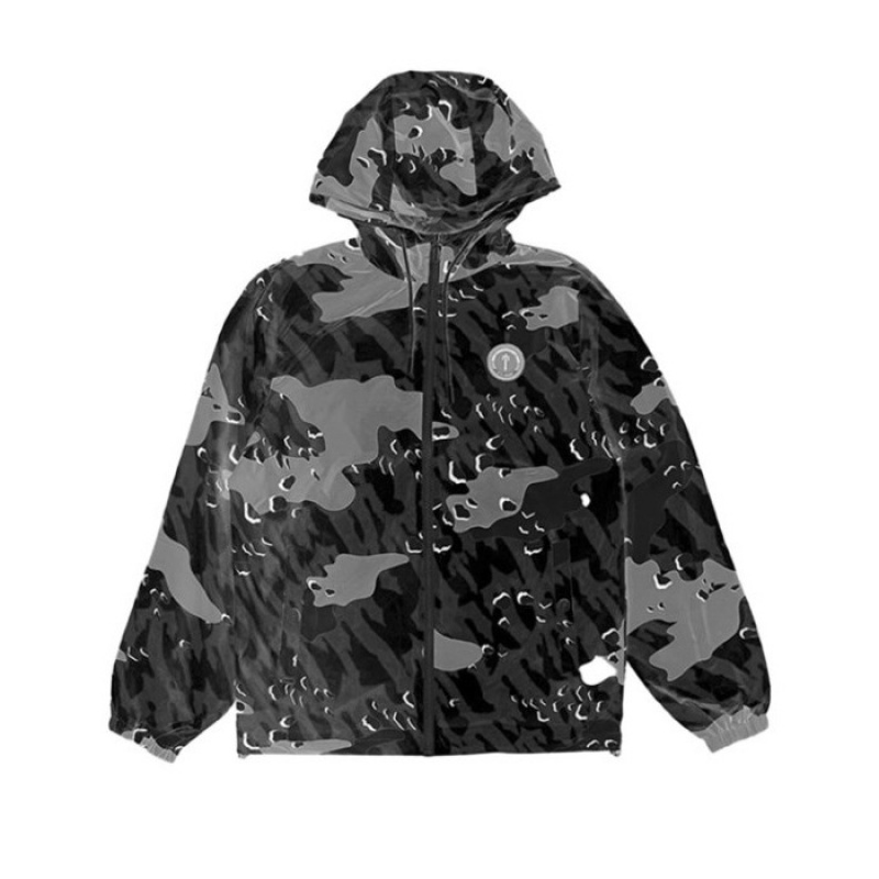 Black Camo Trapstar Decoded Camo Windbreaker Men's Outerwear India | YW54-991