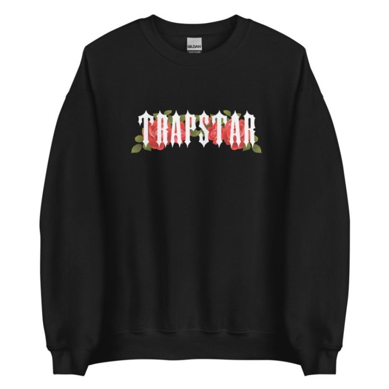 Black Trapstar Flowers Men\'s Sweatshirts India | TP12-821